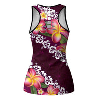 Pink Polynesia Hollow Tank Top Plumeria With Hibiscus Pattern Tropical Vibes LT14 - Polynesian Pride