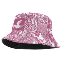 Pink Tonga Kilisimasi Fiefia Bucket Hat Pacific Patchwork Xmas Vibes - Polynesian Pride