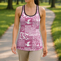 Pink Tonga Kilisimasi Fiefia Hollow Tank Top Pacific Patchwork Xmas Vibes - Polynesian Pride