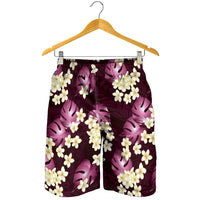 Pink Tropical Hawaii Shorts for Men Seamless Monstera Plumeria Hawaiian Pattern - Polynesian Pride