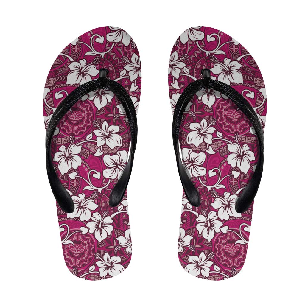 Piqi Bula Fiji Flip Flops Fijian Tapa Seamless Hibiscus - Polynesian Pride
