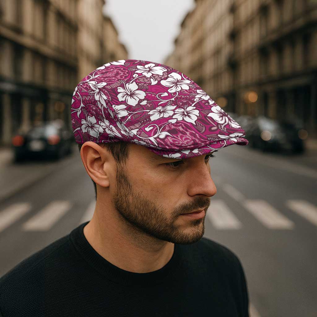 Piqi Bula Fiji Jeff Hat Fijian Tapa Seamless Hibiscus - Polynesian Pride