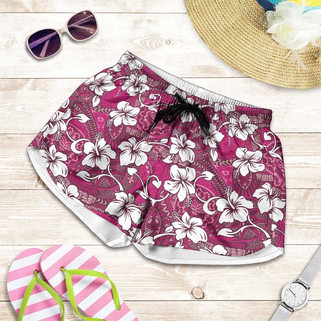 Piqi Bula Fiji Shorts for Women Fijian Tapa Seamless Hibiscus - Polynesian Pride