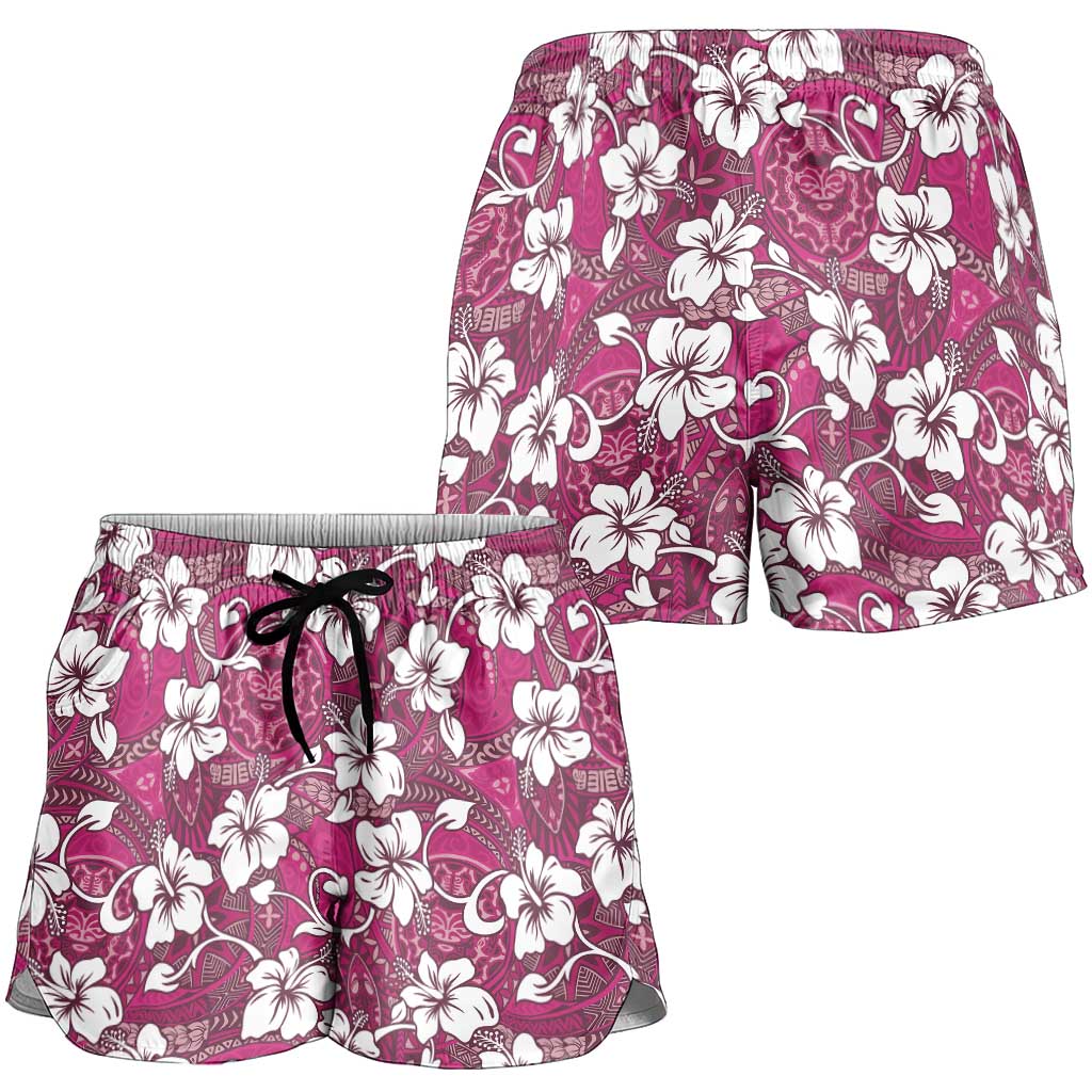 Piqi Bula Fiji Shorts for Women Fijian Tapa Seamless Hibiscus - Polynesian Pride