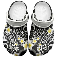 Plumeria With Black Polynesian Tattoo Pattern Clogs Shoes - Polynesian Pride