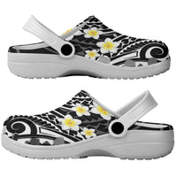 Plumeria With Black Polynesian Tattoo Pattern Clogs Shoes - Polynesian Pride