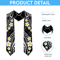 Plumeria With Black Polynesian Tattoo Pattern Graduation Stole LT05 - Polynesian Pride