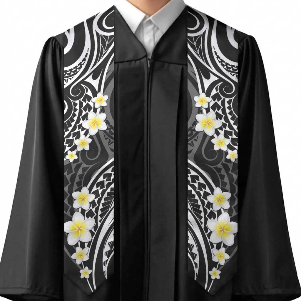 Plumeria With Black Polynesian Tattoo Pattern Graduation Stole LT05 - Polynesian Pride