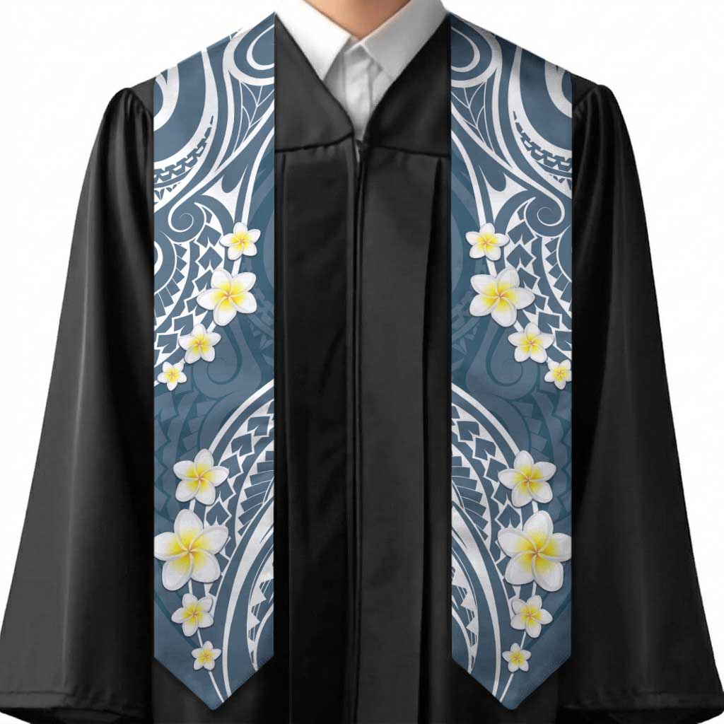 Plumeria With Blue Polynesian Tattoo Pattern Graduation Stole LT05 - Polynesian Pride