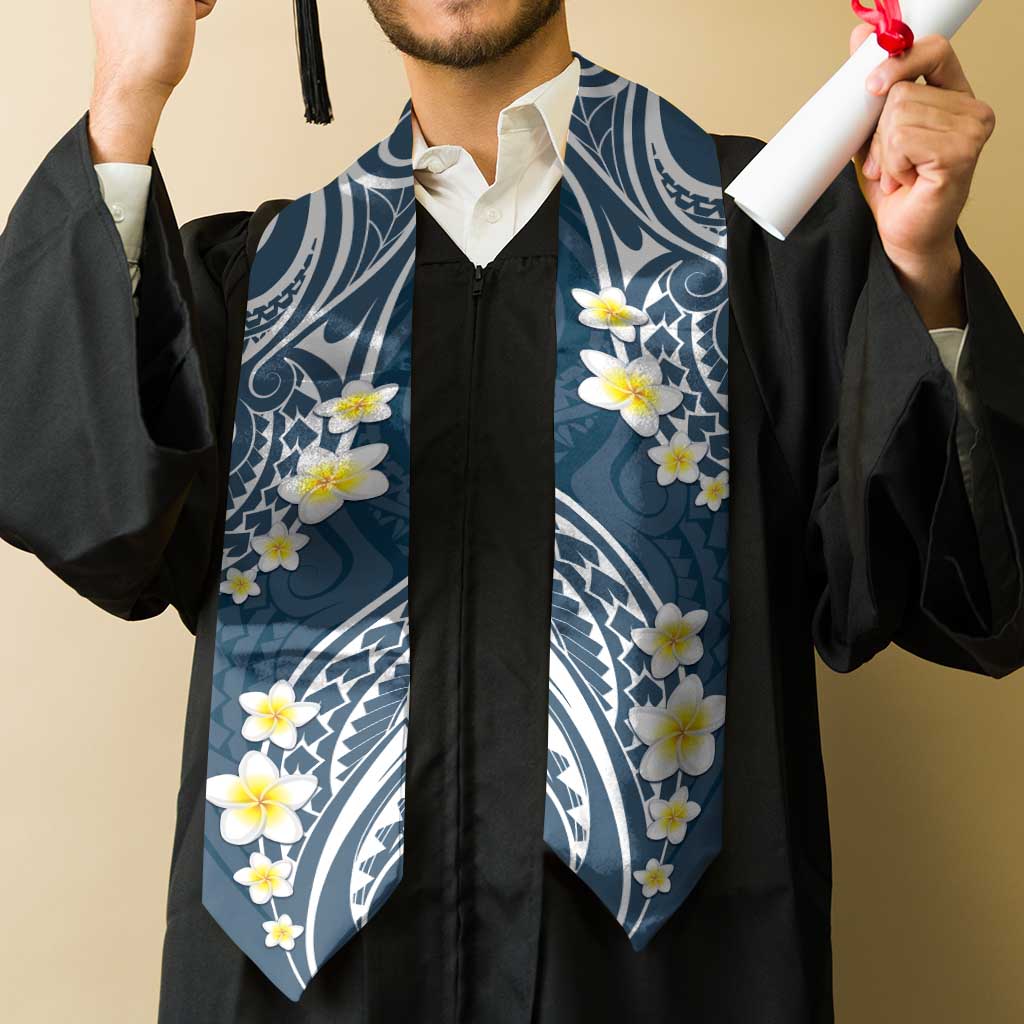 Plumeria With Blue Polynesian Tattoo Pattern Graduation Stole LT05 - Polynesian Pride