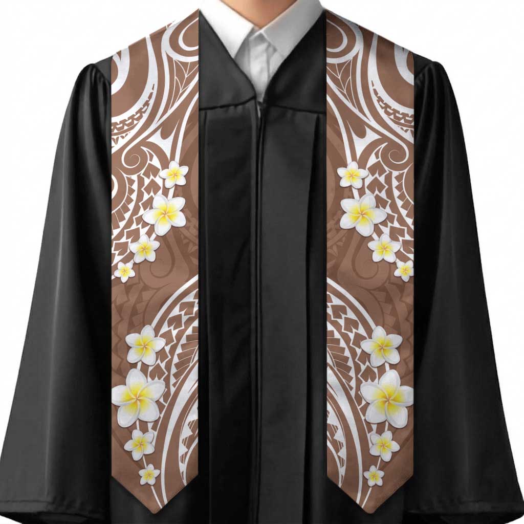 Plumeria With Brown Polynesian Tattoo Pattern Graduation Stole LT05 - Polynesian Pride