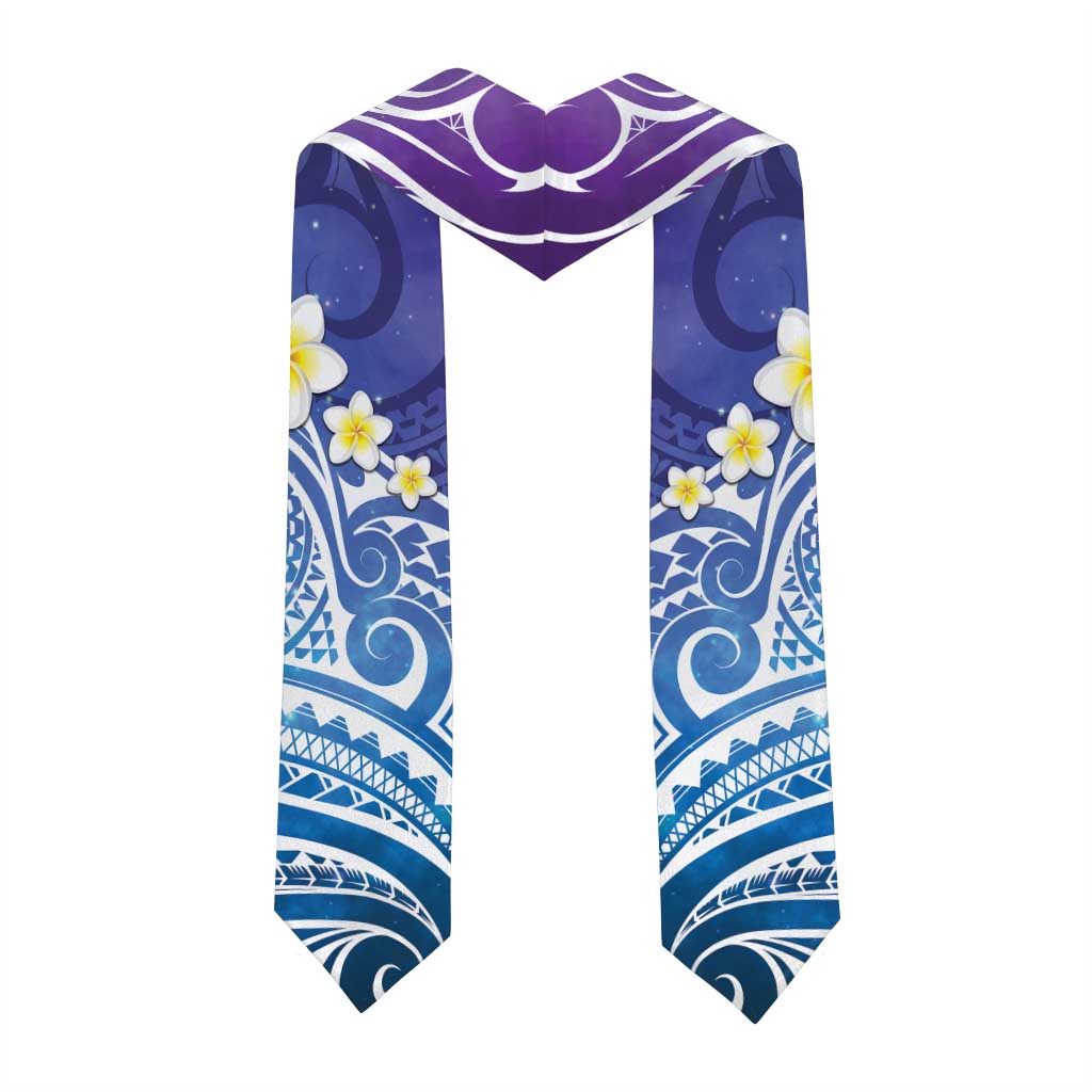 Plumeria With Galaxy Polynesian Tattoo Pattern Graduation Stole LT05 - Polynesian Pride