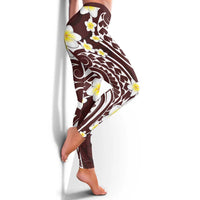 Plumeria With Oxblood Polynesian Tattoo Pattern Leggings - Polynesian Pride