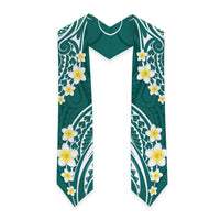 Plumeria With Teal Polynesian Tattoo Pattern Graduation Stole LT05 - Polynesian Pride