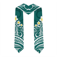 Plumeria With Teal Polynesian Tattoo Pattern Graduation Stole LT05 - Polynesian Pride