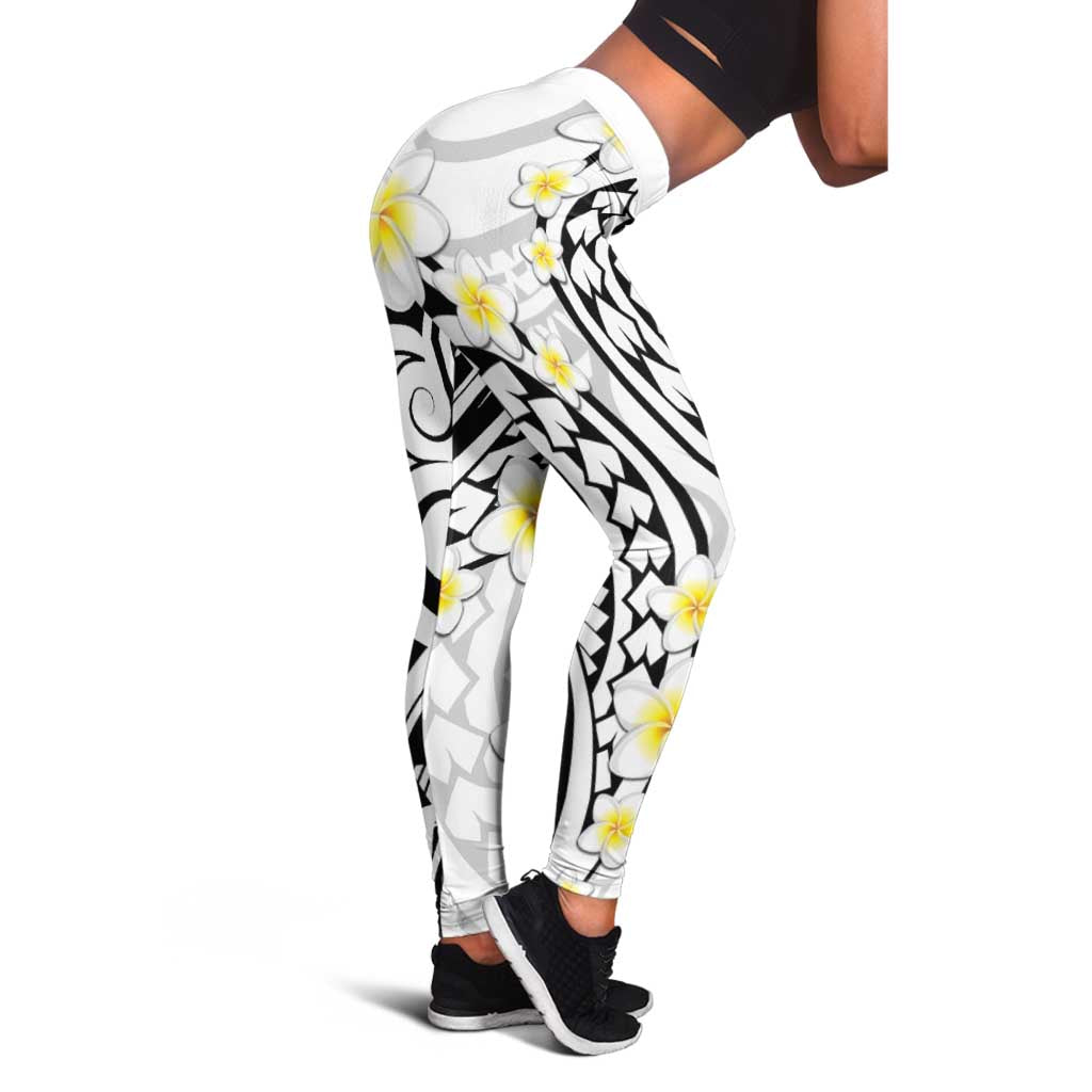 Plumeria With White Polynesian Tattoo Pattern Leggings - Polynesian Pride