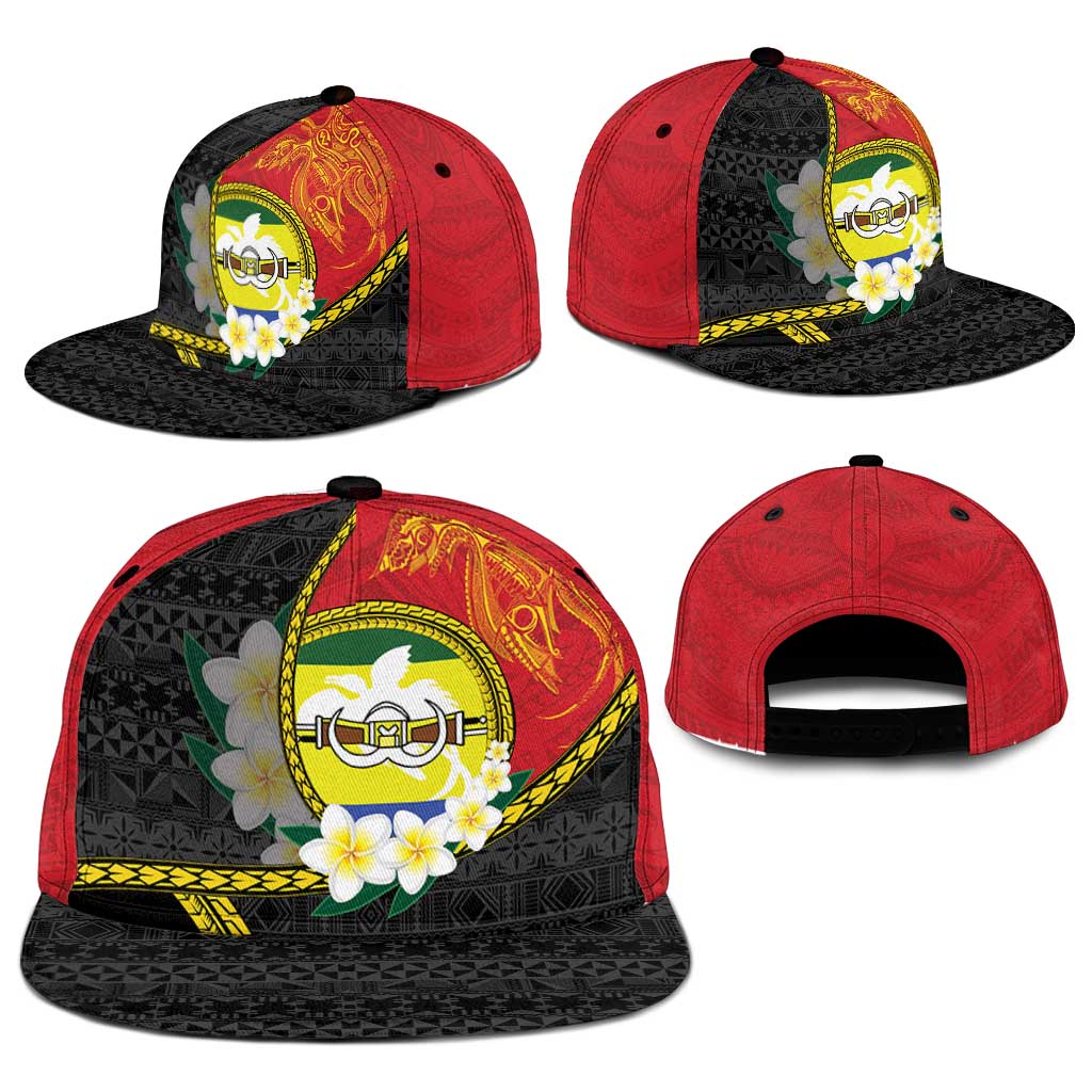 PNG Morobe Provins Snapback Cap Papua New Guinea Plumeria Melanesian Pattern - Polynesian Pride