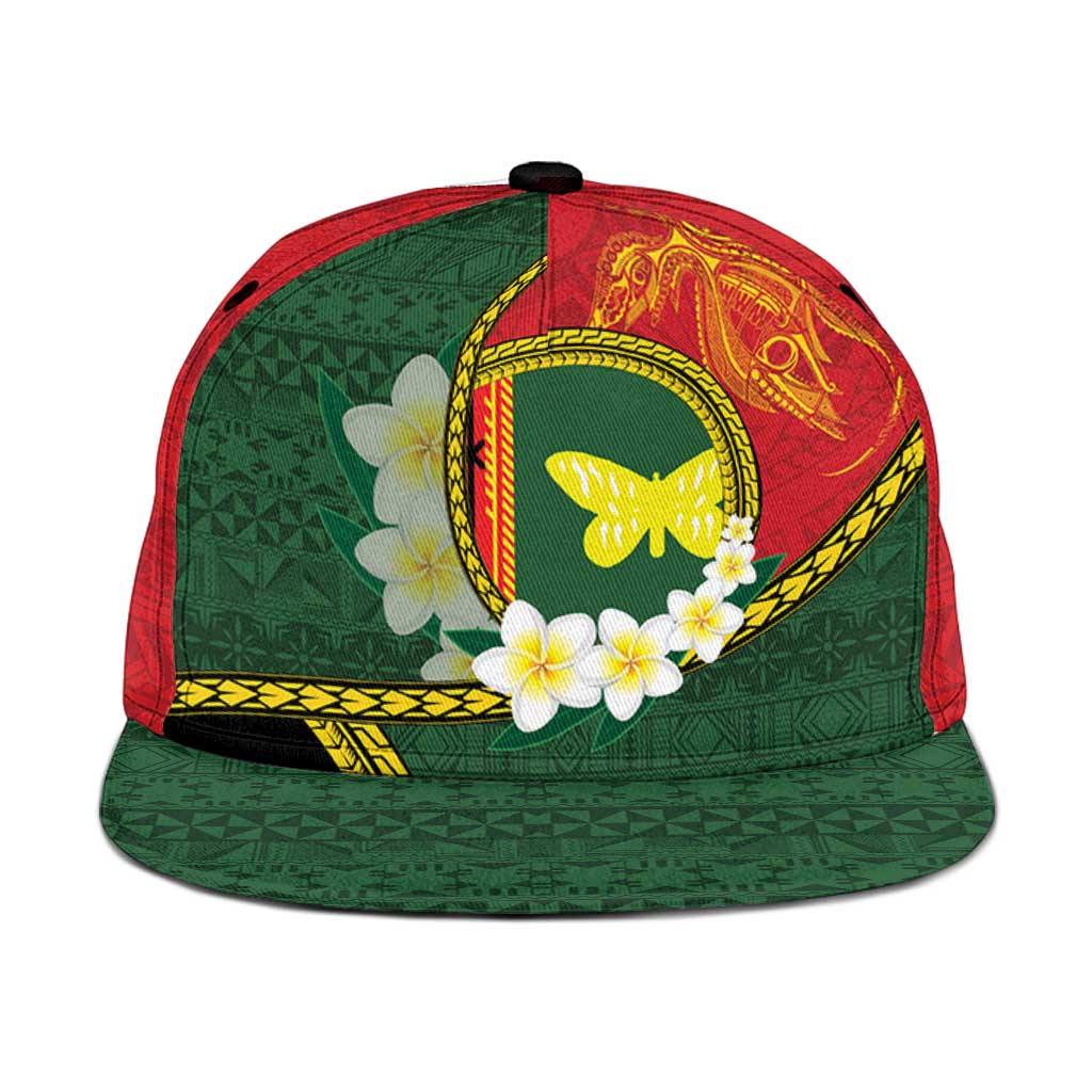 PNG Oro Provins Snapback Cap Papua New Guinea Plumeria Melanesian Pattern - Polynesian Pride