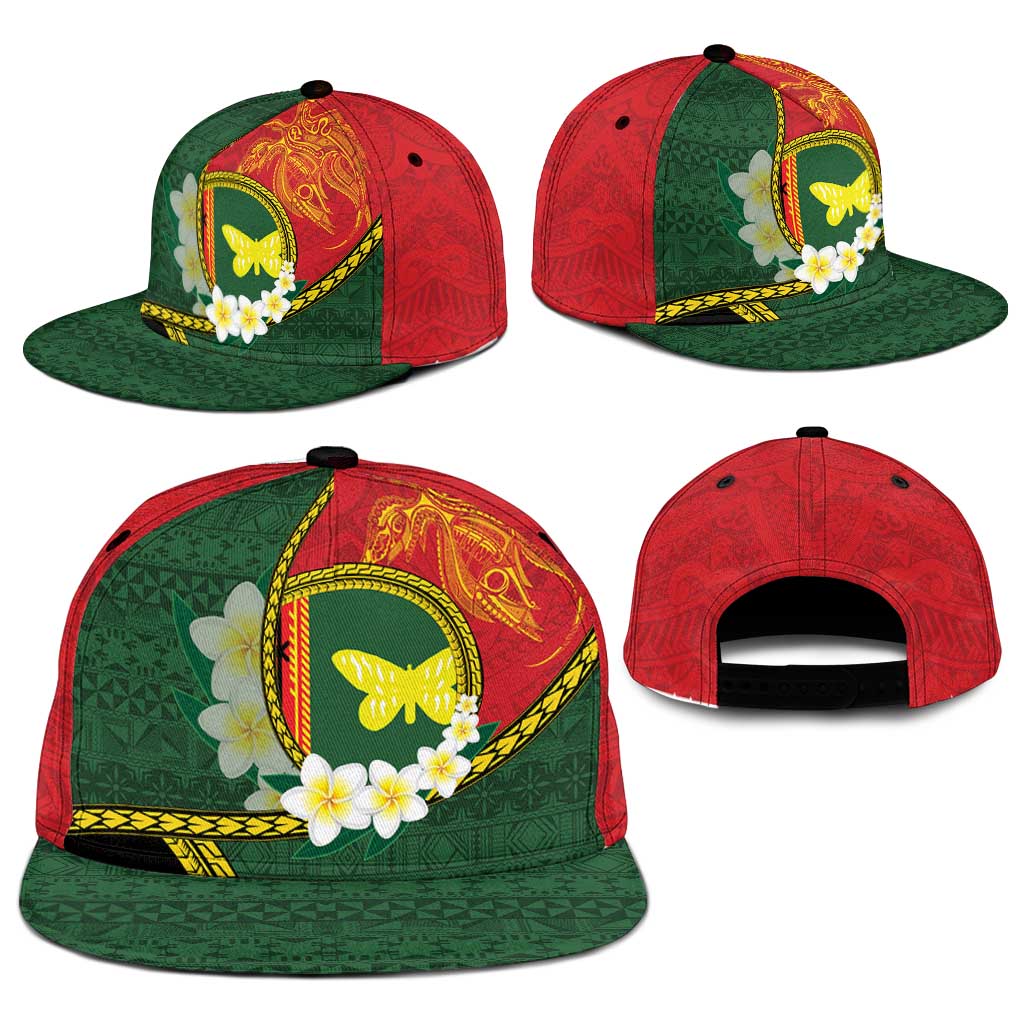 PNG Oro Provins Snapback Cap Papua New Guinea Plumeria Melanesian Pattern - Polynesian Pride
