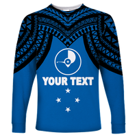 (Custom Personalised) Micronesia Yap - Proud Yapese Long Sleeve Shirt - LT12 Unisex Blue - Polynesian Pride