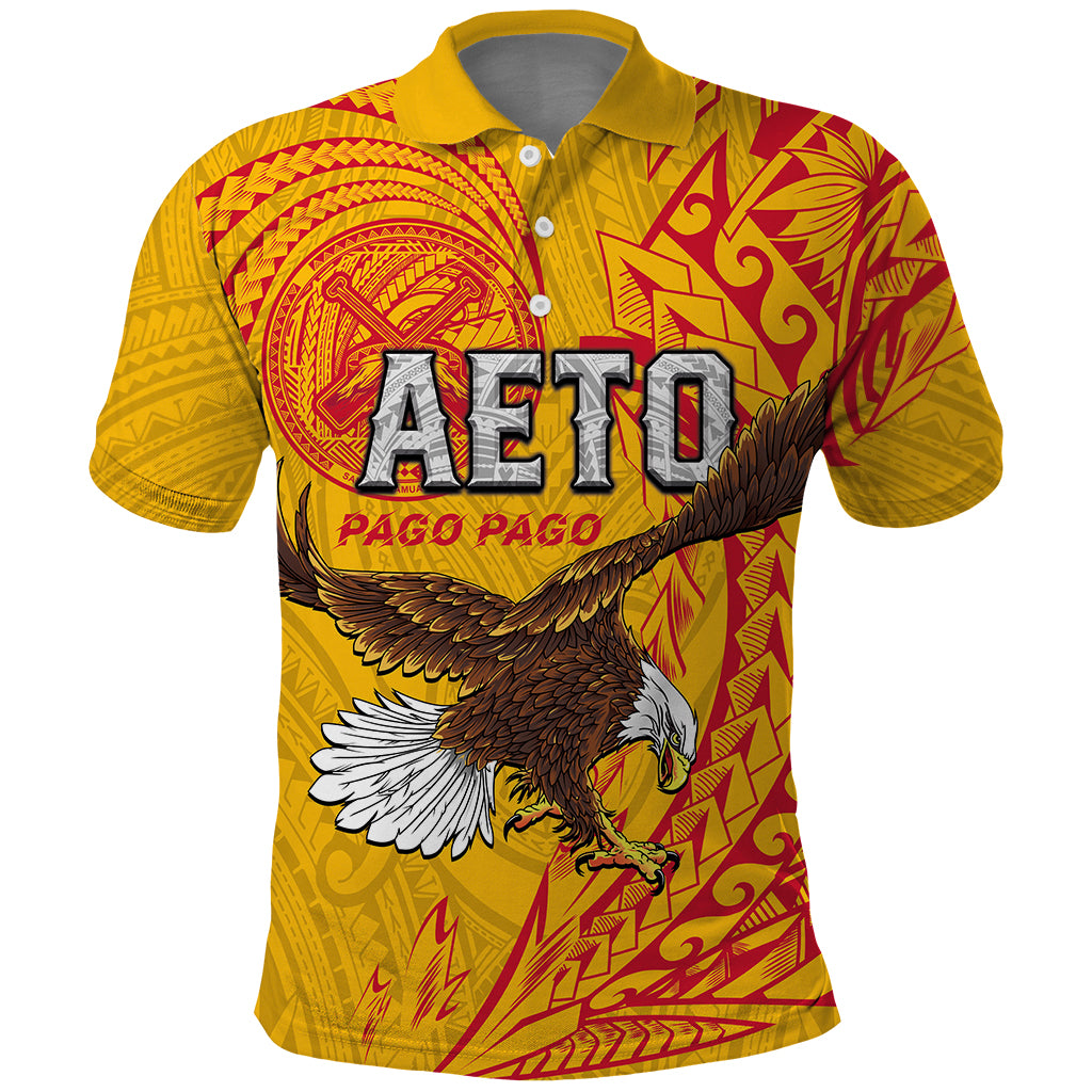 Personalised American Samoa Flag Day Polo Shirt Fautasi Race Pago Pago-Aeto Eagle Wings Tribal Seal Style LT03 Multicolor - Polynesian Pride