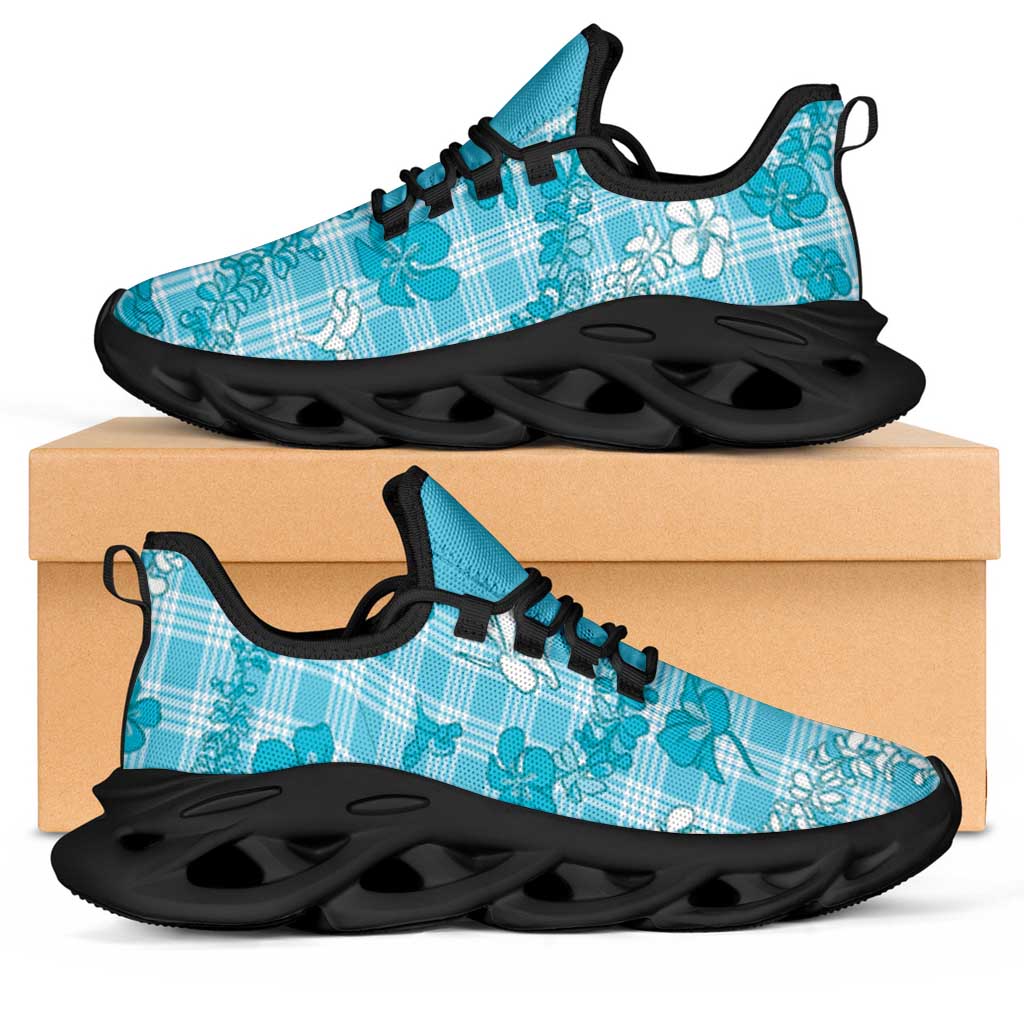 Polu Aloha Hawaii Clunky Sneakers Plumeria Lei With Palaka Motif - Polynesian Pride