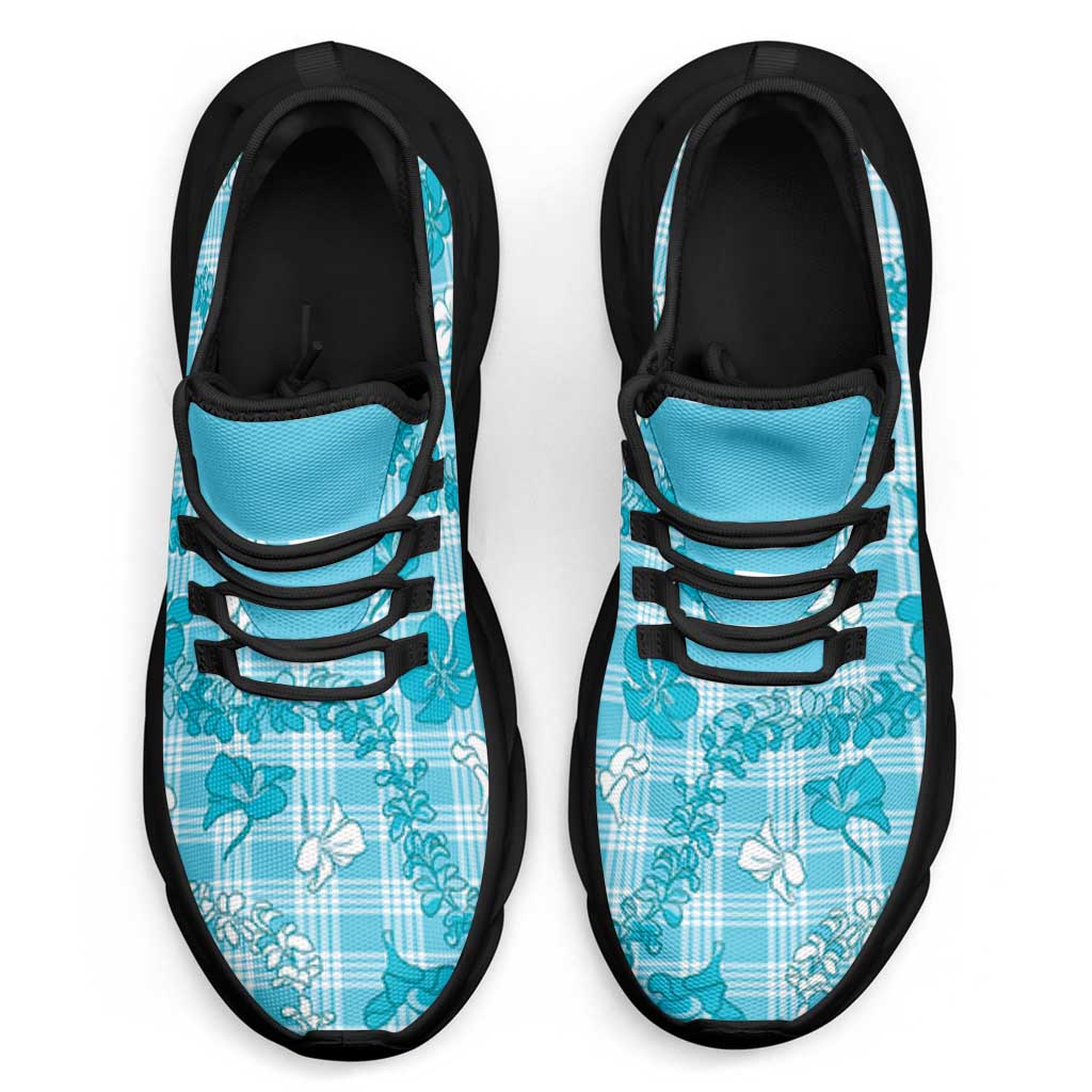 Polu Aloha Hawaii Clunky Sneakers Plumeria Lei With Palaka Motif - Polynesian Pride