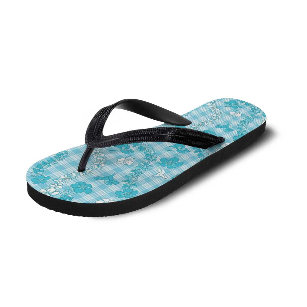 Polu Aloha Hawaii Flip Flops Plumeria Lei With Palaka Motif - Polynesian Pride