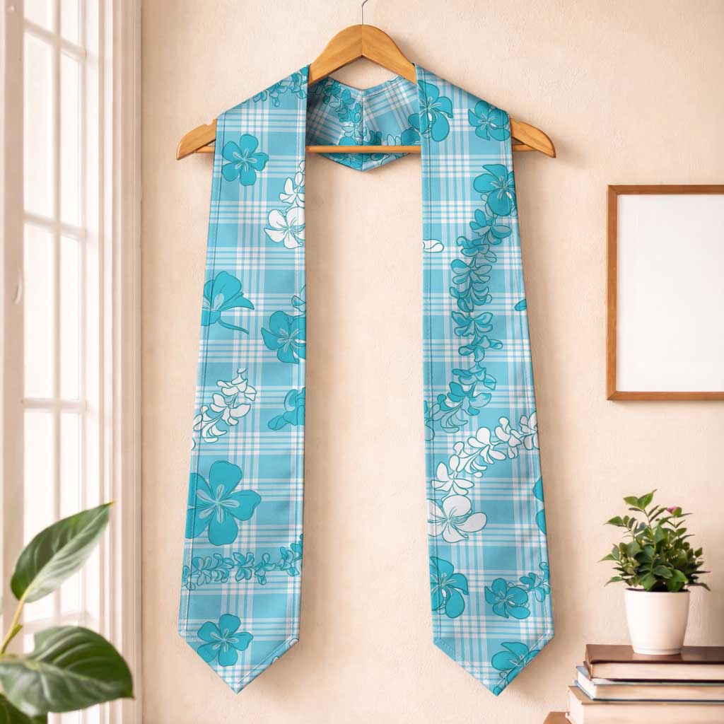 Polu Aloha Hawaii Graduation Stole Plumeria Lei With Palaka Motif LT14 One Size Blue - Polynesian Pride
