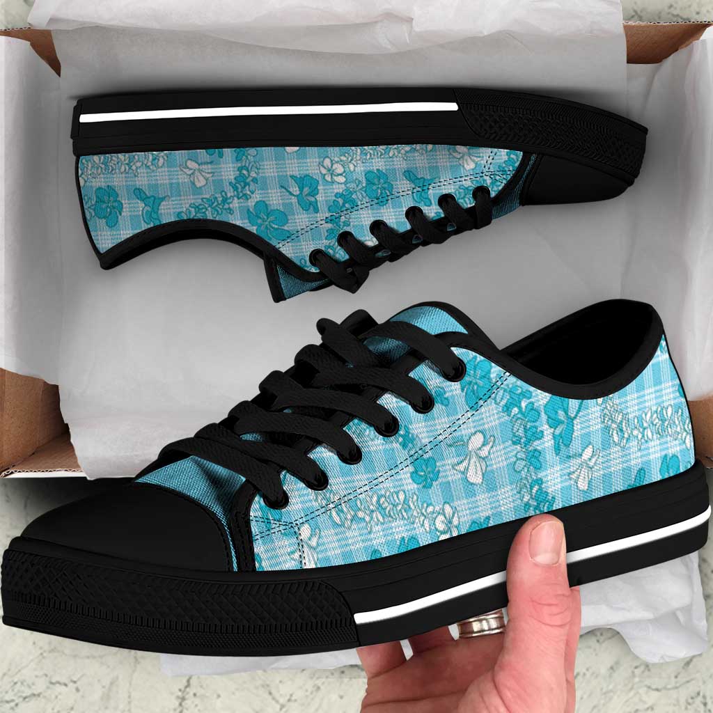 Polu Aloha Hawaii Low Top Shoes Plumeria Lei With Palaka Motif - Polynesian Pride