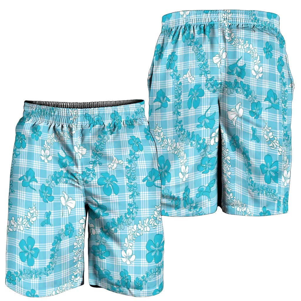 Polu Aloha Hawaii Shorts for Men Plumeria Lei With Palaka Motif LT14 - Polynesian Pride