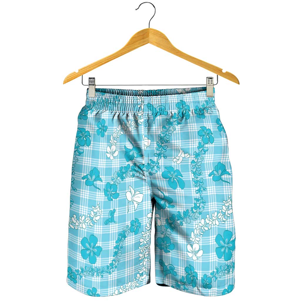 Polu Aloha Hawaii Shorts for Men Plumeria Lei With Palaka Motif LT14 - Polynesian Pride