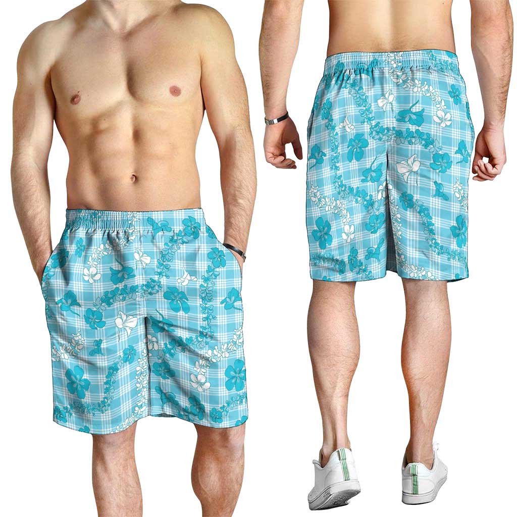 Polu Aloha Hawaii Shorts for Men Plumeria Lei With Palaka Motif LT14 - Polynesian Pride