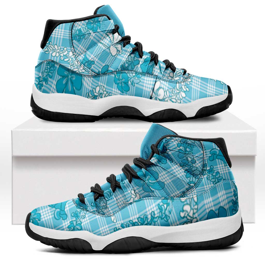 Polu Aloha Hawaii Sneakers J11 Plumeria Lei With Palaka Motif - Polynesian Pride