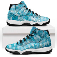 Polu Aloha Hawaii Sneakers J11 Plumeria Lei With Palaka Motif - Polynesian Pride