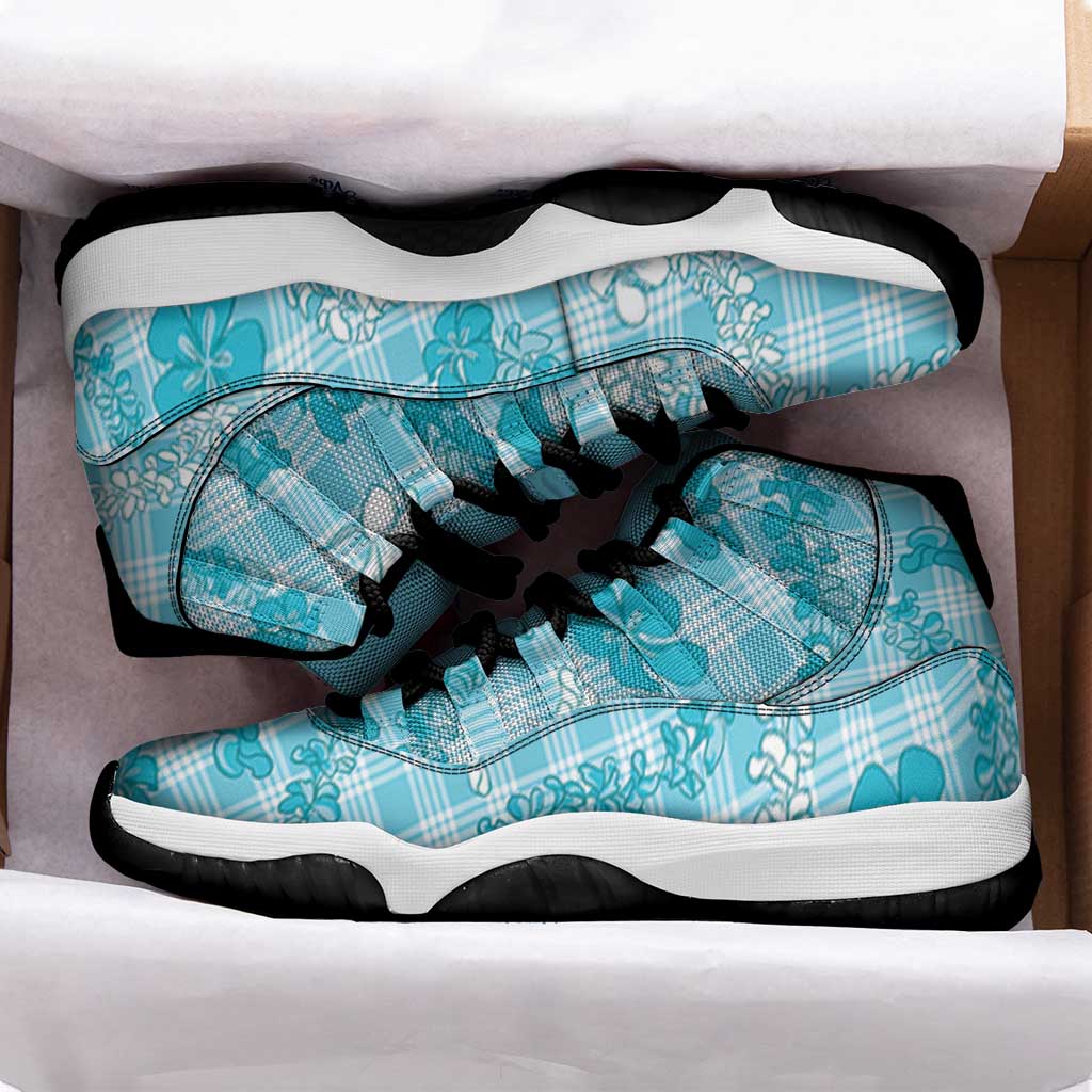 Polu Aloha Hawaii Sneakers J11 Plumeria Lei With Palaka Motif - Polynesian Pride