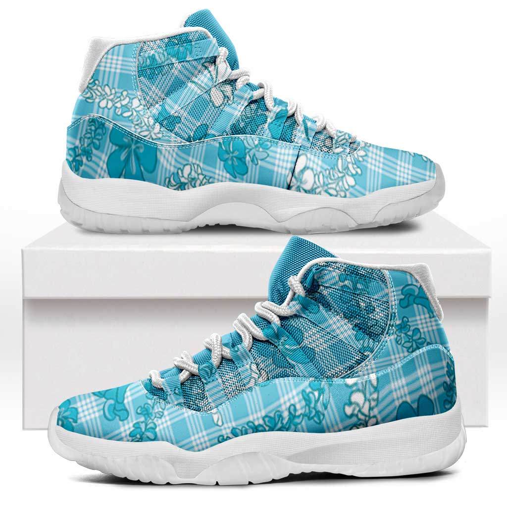 Polu Aloha Hawaii Sneakers J11 Plumeria Lei With Palaka Motif - Polynesian Pride