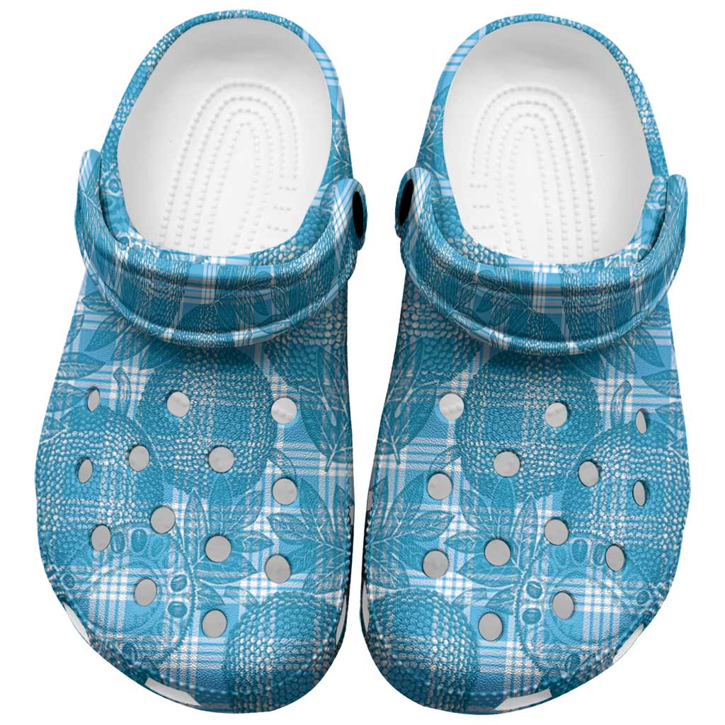 Polu Hawaii Breadfruit Palaka Motifs Clogs Shoes LT14 Blue - Polynesian Pride