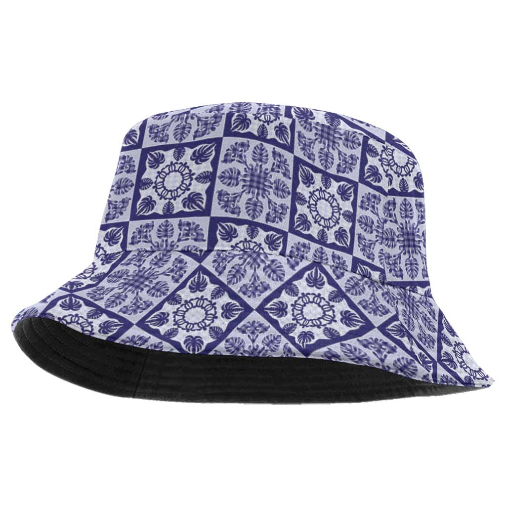 Polu Palaka Quilt Hawaii Bucket Hat Hawaiian Tropical Monstera Sea Turtle