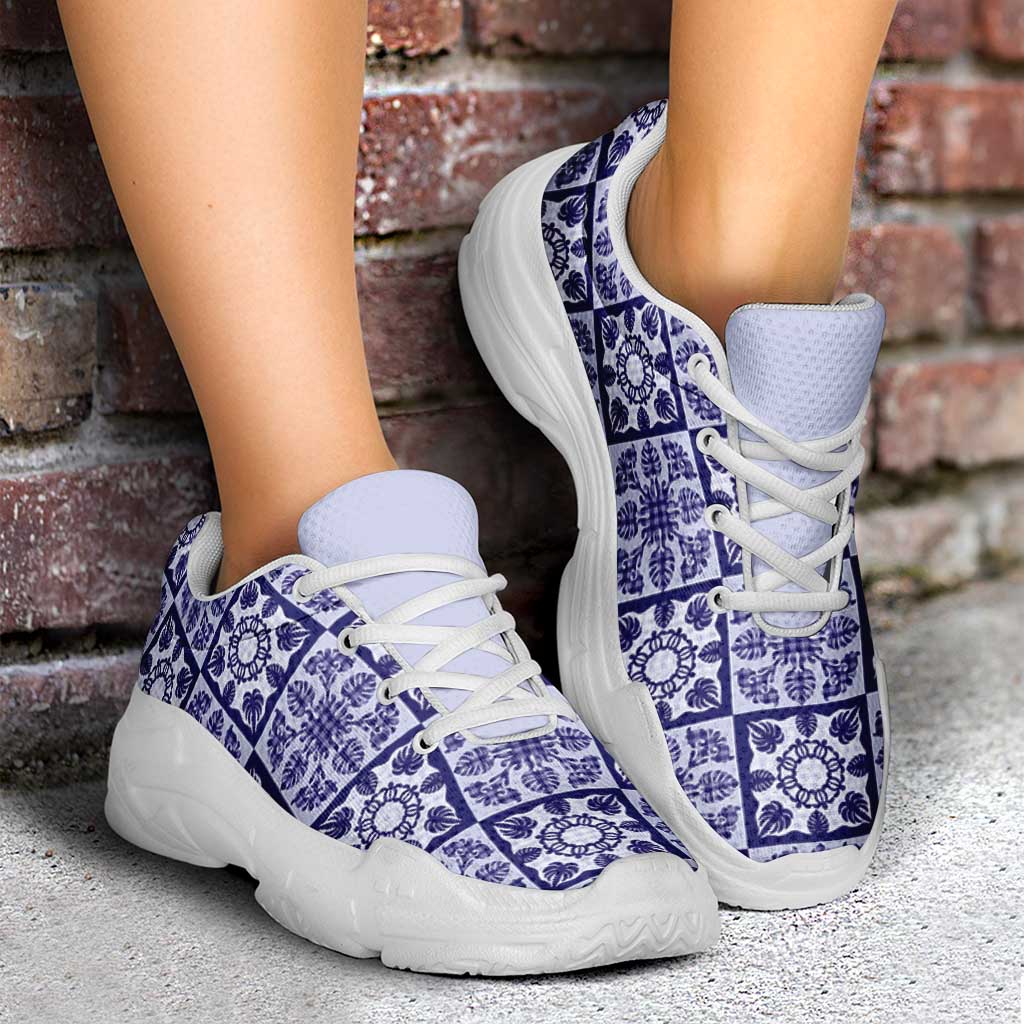 Polu Palaka Quilt Hawaii Chunky Sneakers Hawaiian Tropical Monstera Sea Turtle LT14 - Polynesian Pride