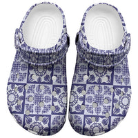 Polu Palaka Quilt Hawaii Clogs Shoes Hawaiian Tropical Monstera Sea Turtle LT14 Blue - Polynesian Pride