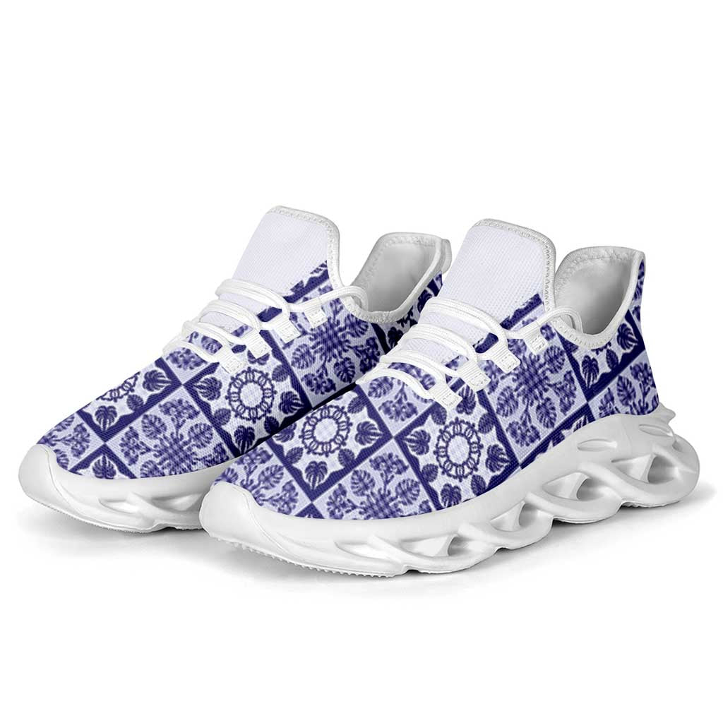 Polu Palaka Quilt Hawaii Clunky Sneakers Hawaiian Tropical Monstera Sea Turtle LT14 - Polynesian Pride