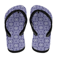 Polu Palaka Quilt Hawaii Flip Flops Hawaiian Tropical Monstera Sea Turtle LT14 - Polynesian Pride
