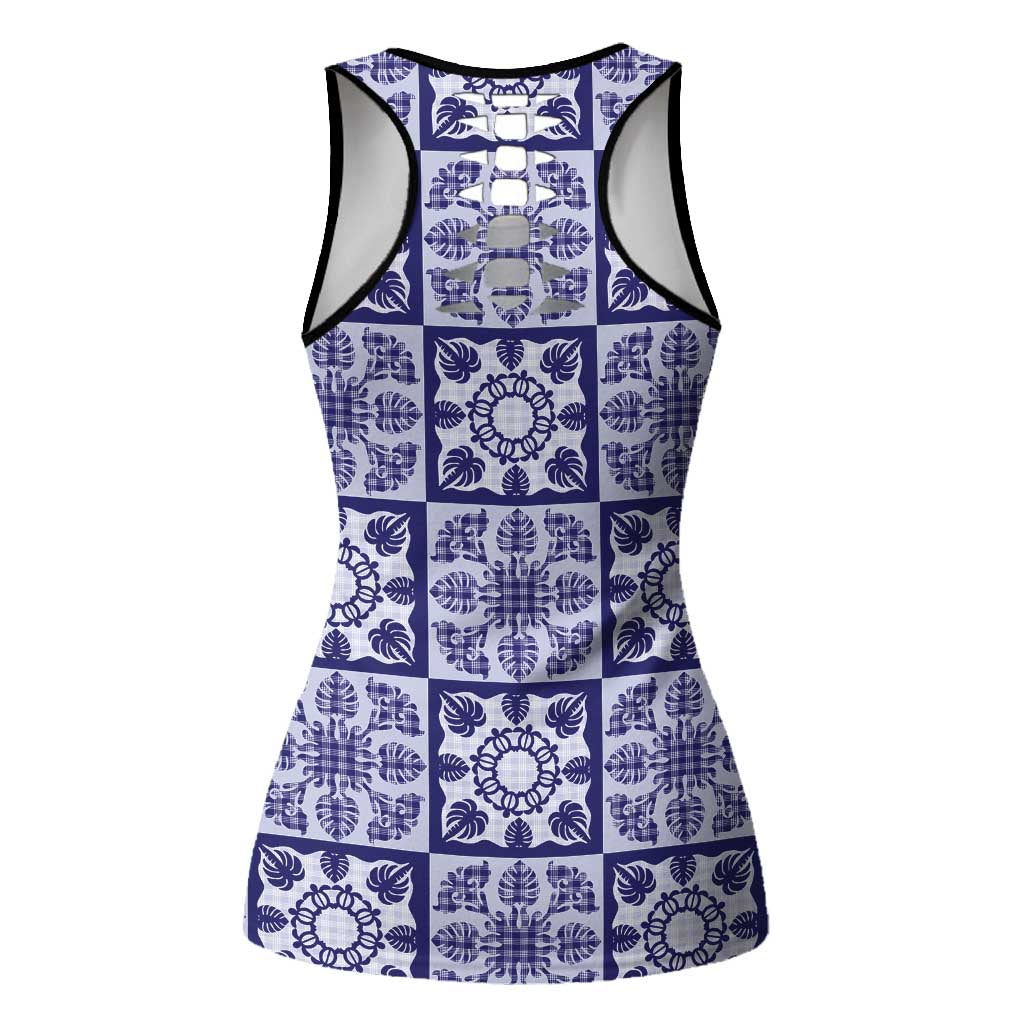 Polu Palaka Quilt Hawaii Hollow Tank Top Hawaiian Tropical Monstera Sea Turtle LT14 - Polynesian Pride