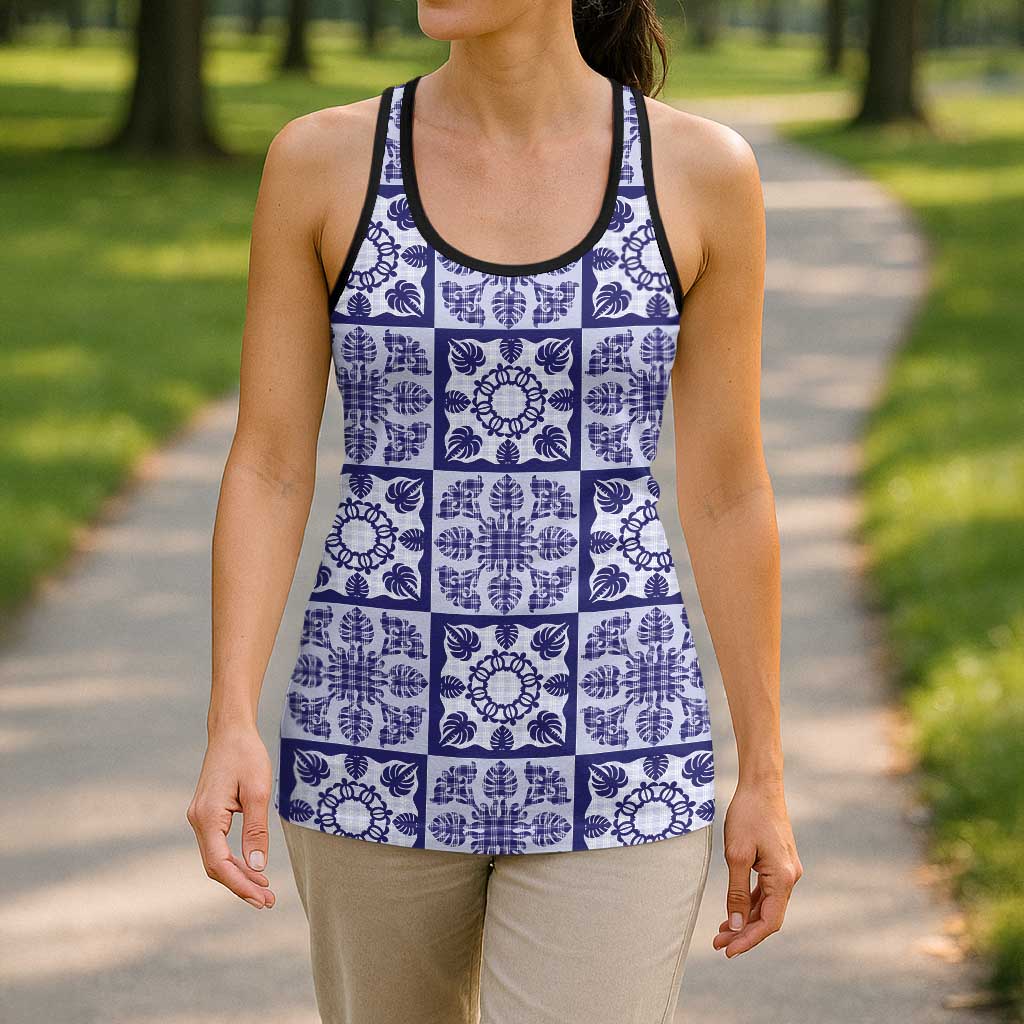 Polu Palaka Quilt Hawaii Hollow Tank Top Hawaiian Tropical Monstera Sea Turtle LT14 - Polynesian Pride