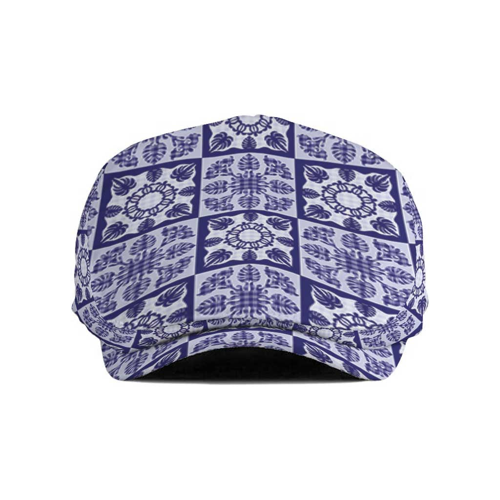 Polu Palaka Quilt Hawaii Jeff Hat Hawaiian Tropical Monstera Sea Turtle LT14 Blue - Polynesian Pride