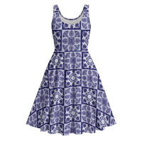 Polu Palaka Quilt Hawaii Midi Dress Hawaiian Tropical Monstera Sea Turtle LT14 Blue - Polynesian Pride