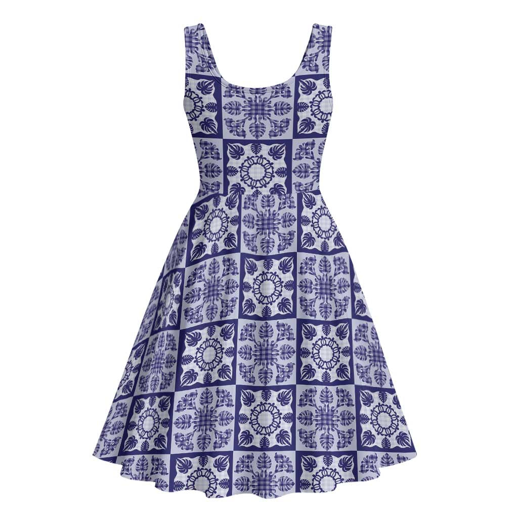 Polu Palaka Quilt Hawaii Midi Dress Hawaiian Tropical Monstera Sea Turtle LT14 - Polynesian Pride