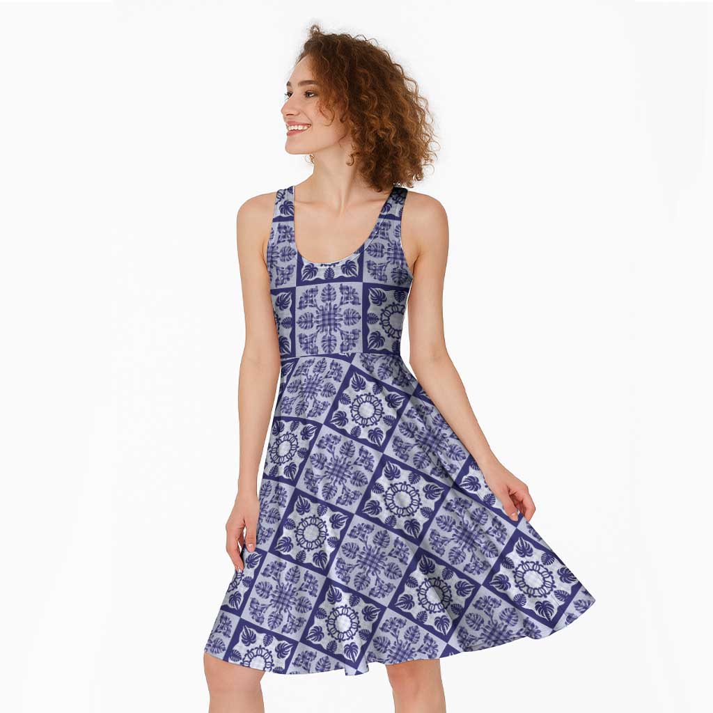 Polu Palaka Quilt Hawaii Midi Dress Hawaiian Tropical Monstera Sea Turtle LT14 - Polynesian Pride