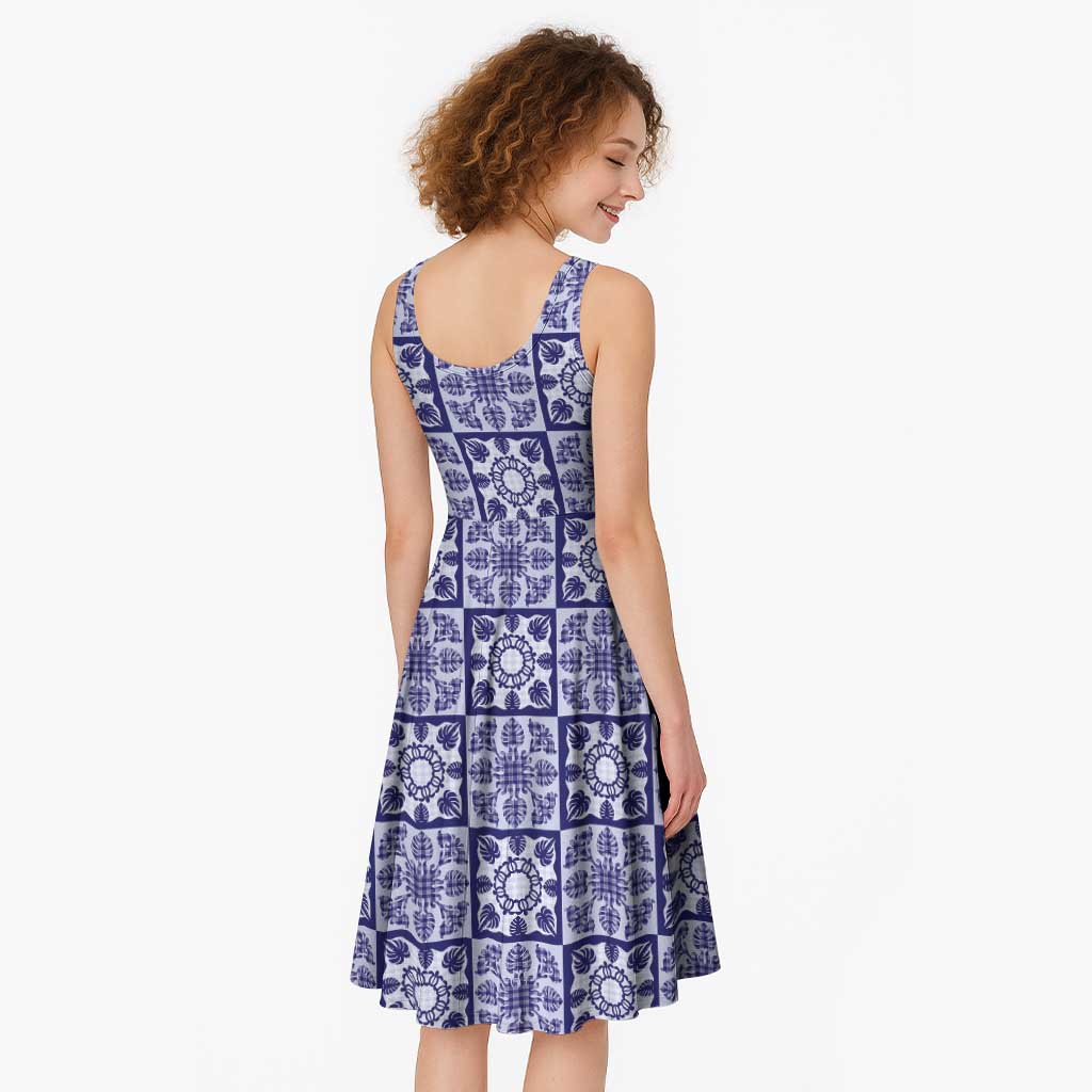 Polu Palaka Quilt Hawaii Midi Dress Hawaiian Tropical Monstera Sea Turtle LT14 - Polynesian Pride